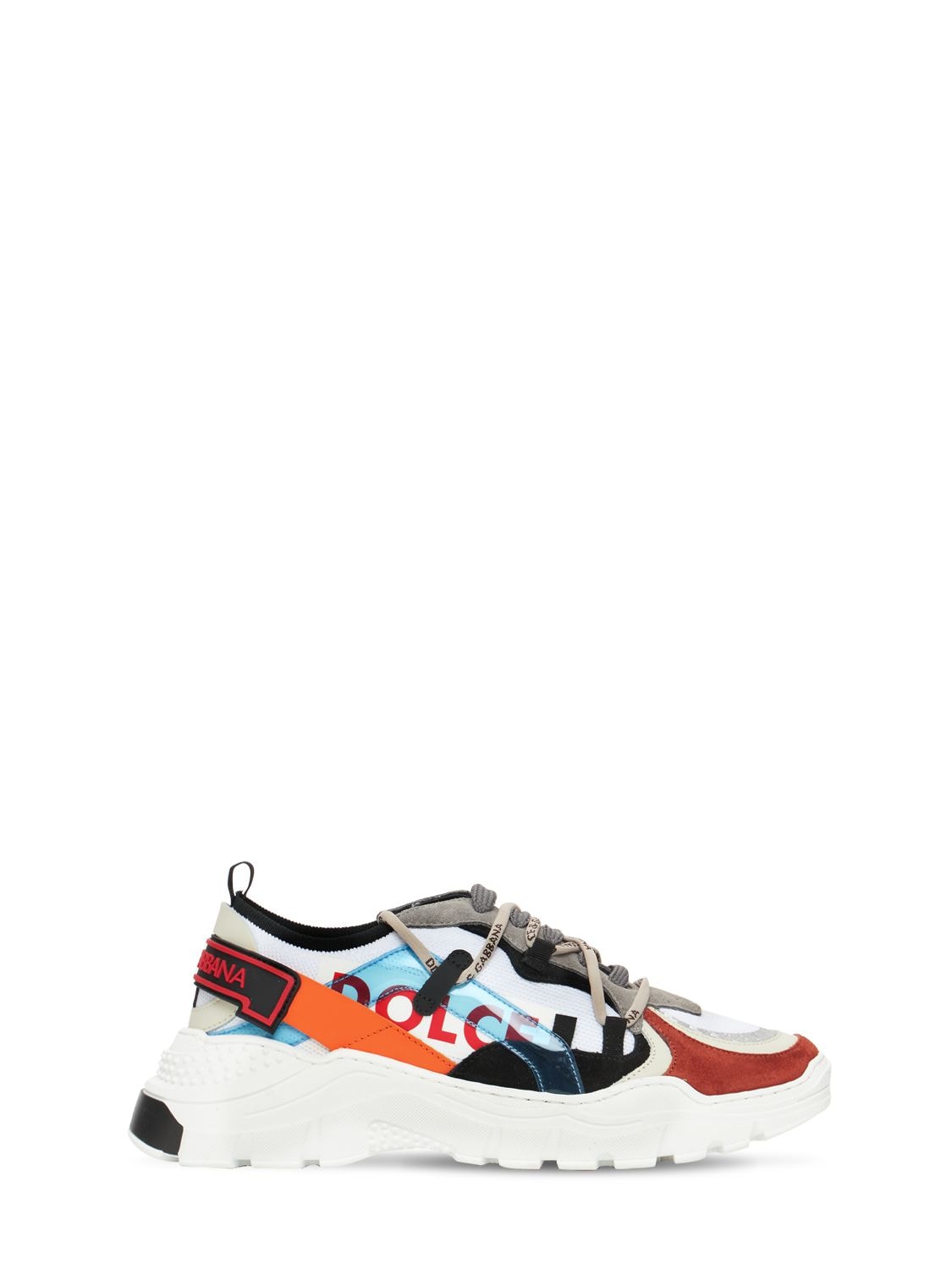 Dolce & Gabbana Kids' Printed Lace-up Sneakers In Multicolor