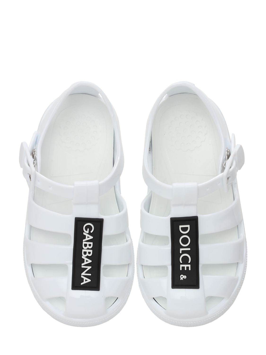 Dolce & Gabbana Kids' Logo Jelly Rubber Sandals In White