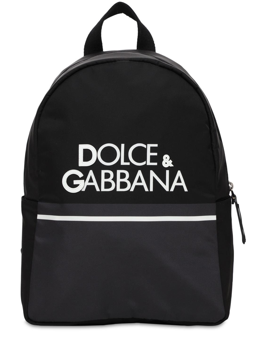 Dolce & Gabbana Kids' Logo Print Nylon Backpack In Black
