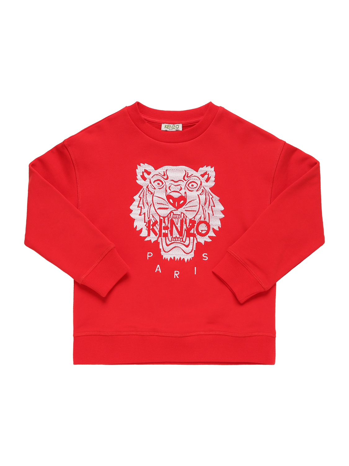Sweatshirt Aus Baumwolle Mit Tigerstickerei
