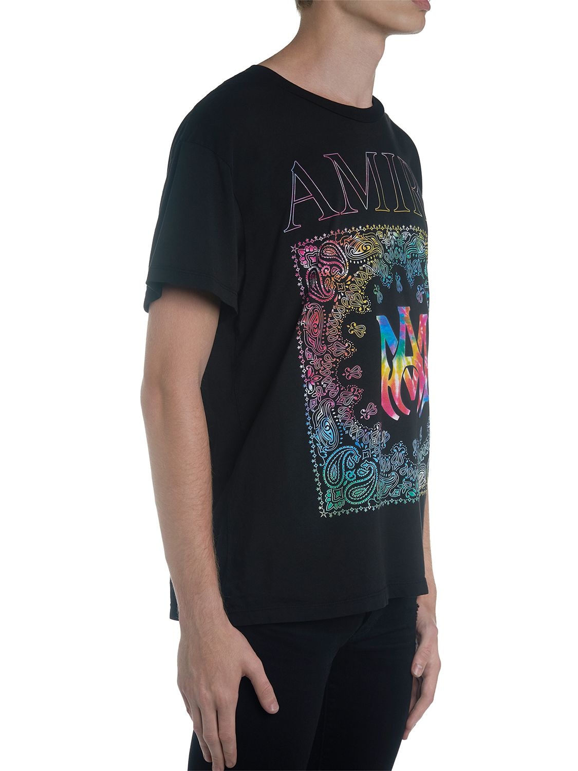 Amiri Rainbow Bandana Print Jersey T-shirt in Black for Men