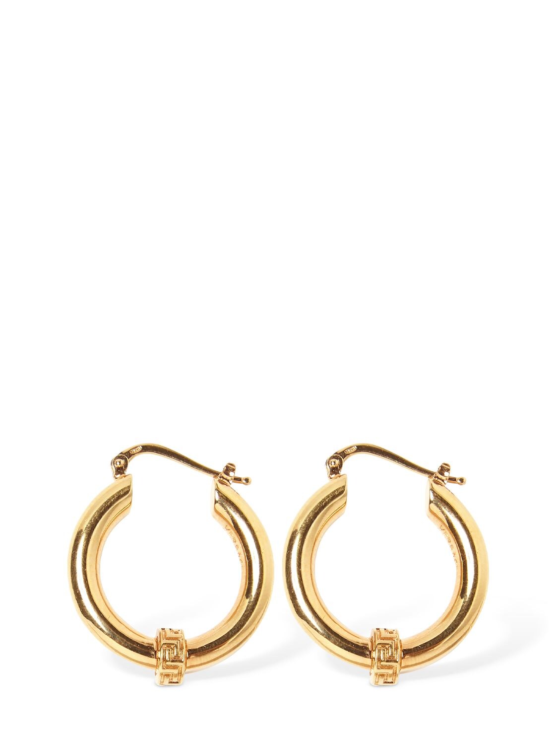 Versace Greek Motif Small Hoop Earrings In Gold
