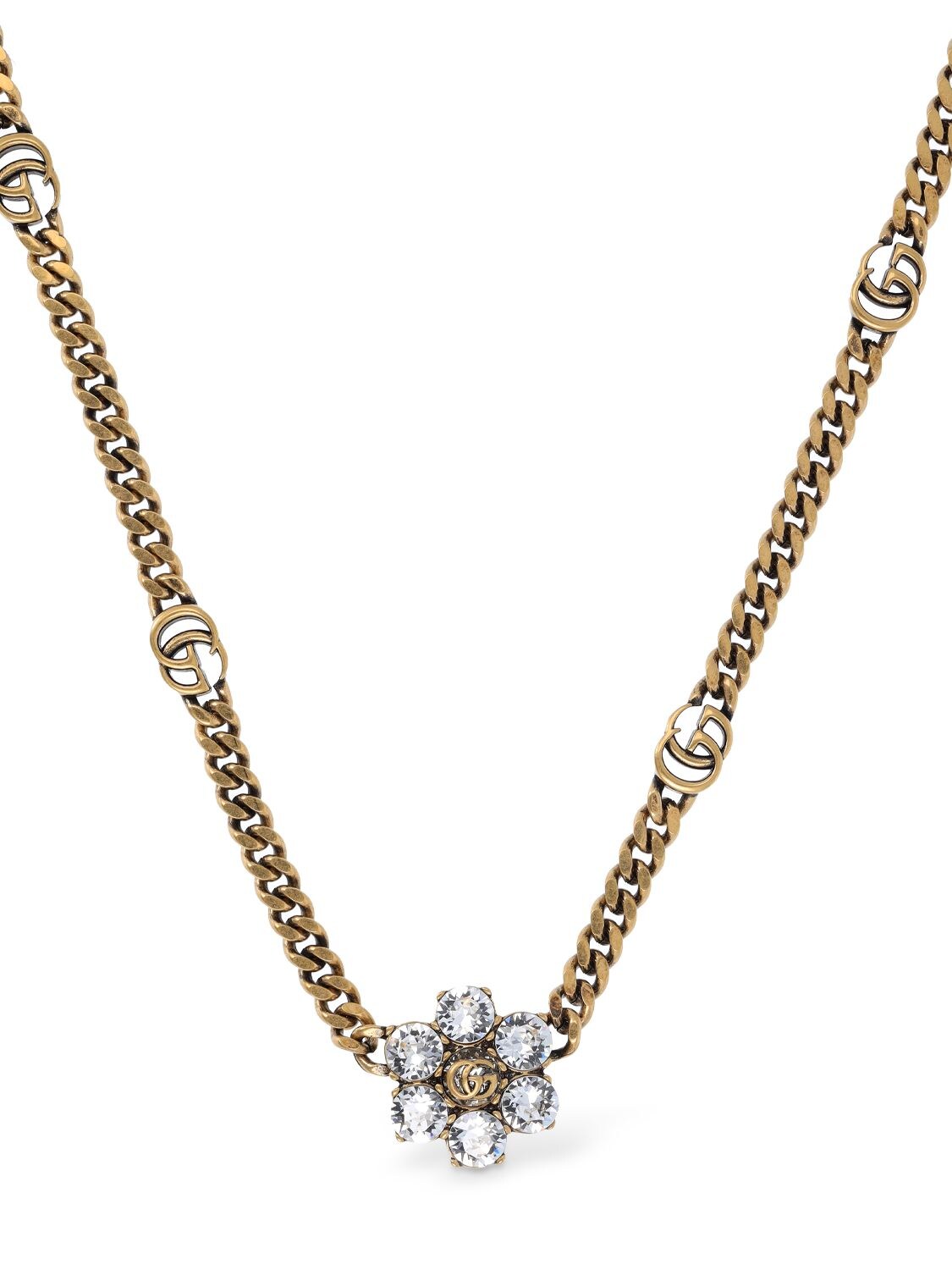 Shop Gucci Gg Marmont Choker W/ Crystals In Gold,crystal