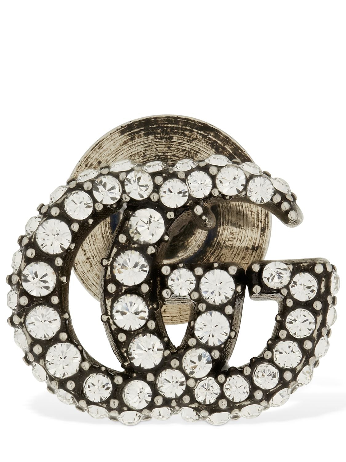 Gucci Gg Marmont Crystal Brooch In Silver