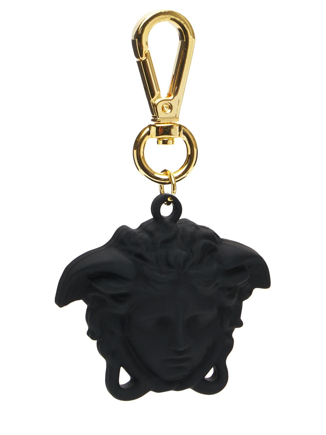 Versace Medusa Charm Key Holder In Black,gold