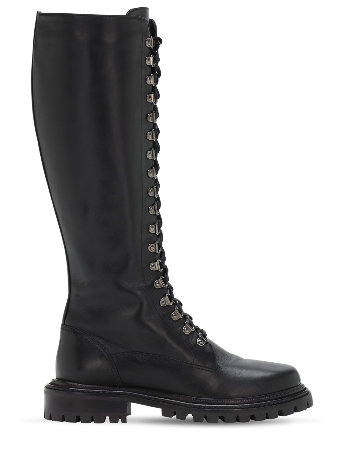 Aquazzura 30mm Combat Leather Tall Boots In Black