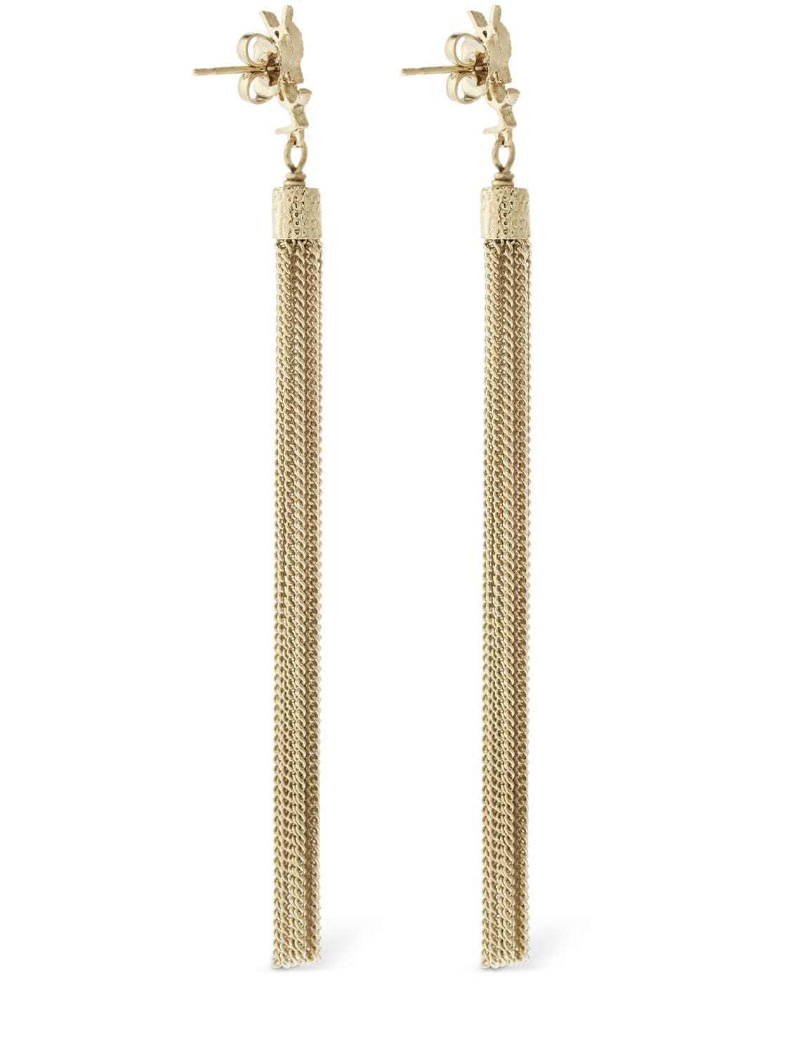 Shop Saint Laurent Loulou Bo Chain Tassel Earrings In Gold