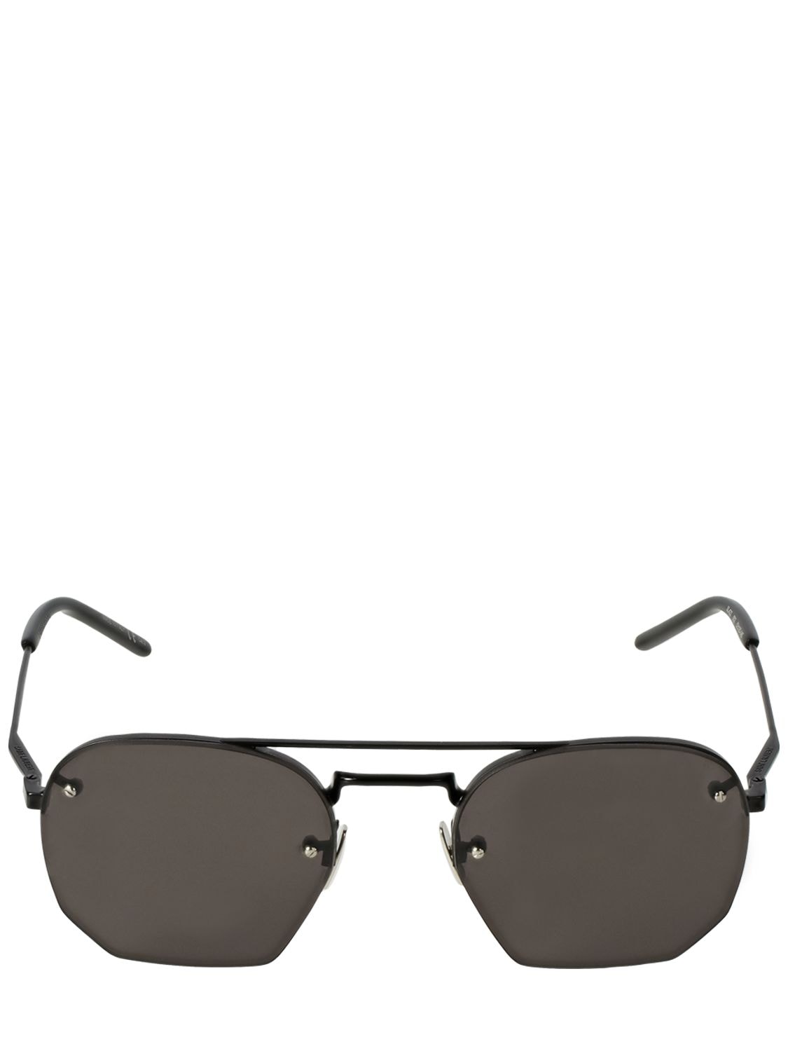 Saint Laurent Sl 422 Hexagonal Metal Sunglasses In Black,grey