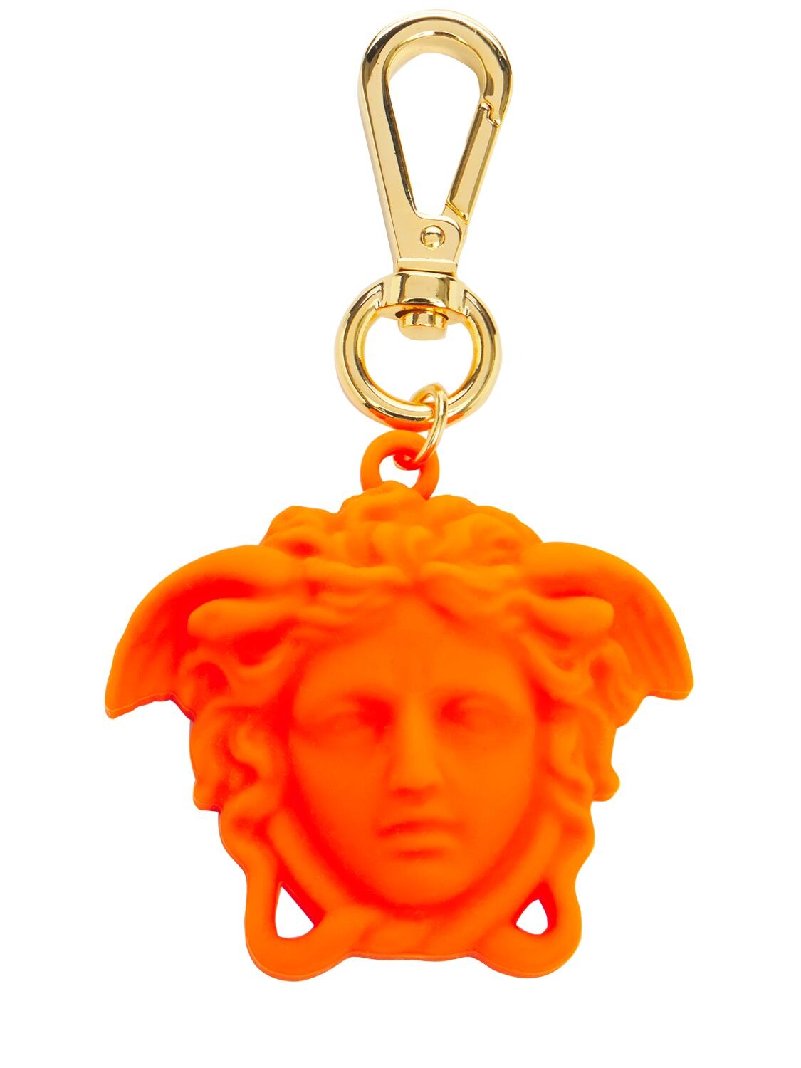 Versace Medusa Charm Key Holder In Orange,gold