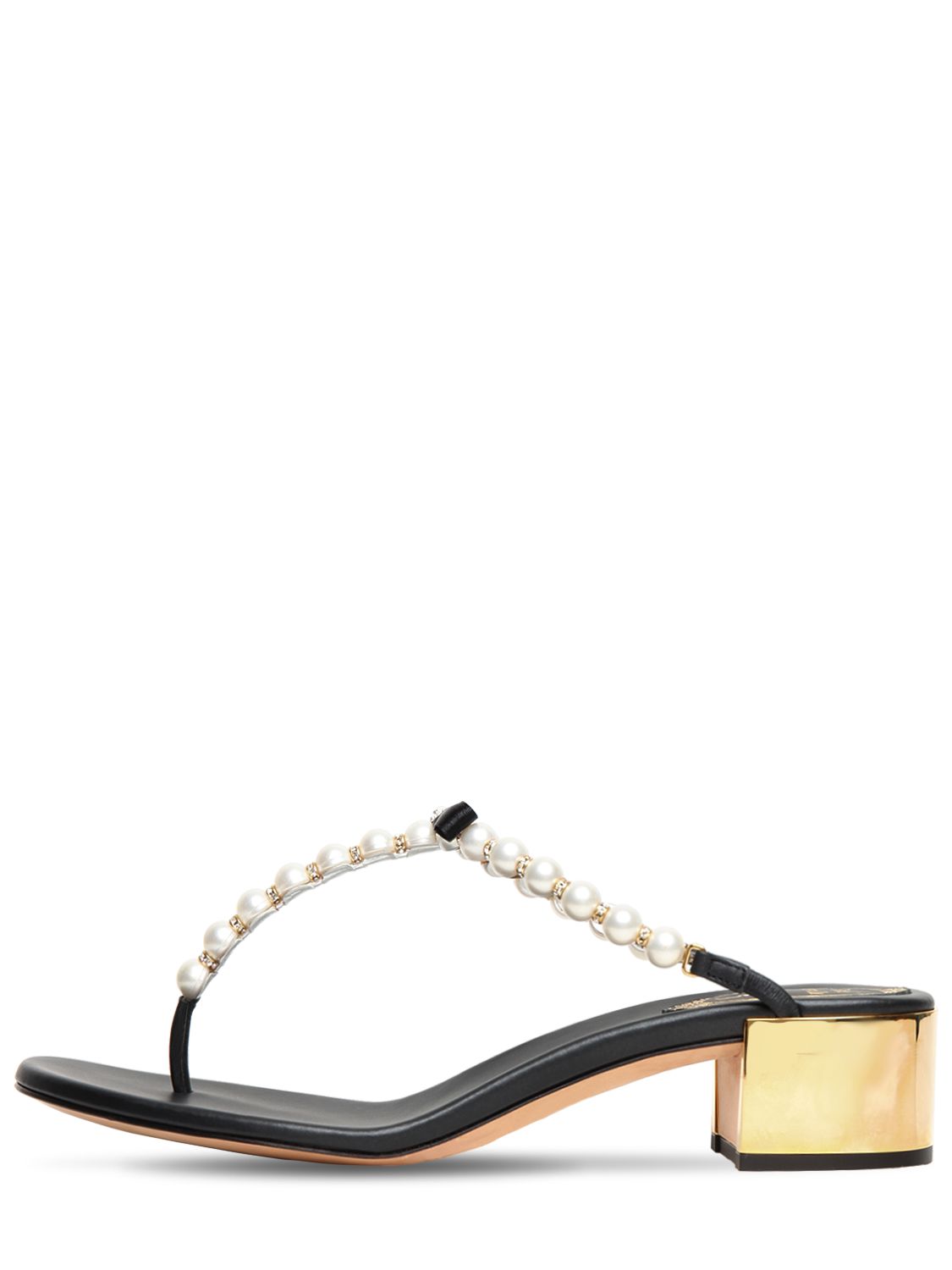 RenÃ© Caovilla - 40mm imitation pearl sandals w/ bow - Black | Luisaviaroma