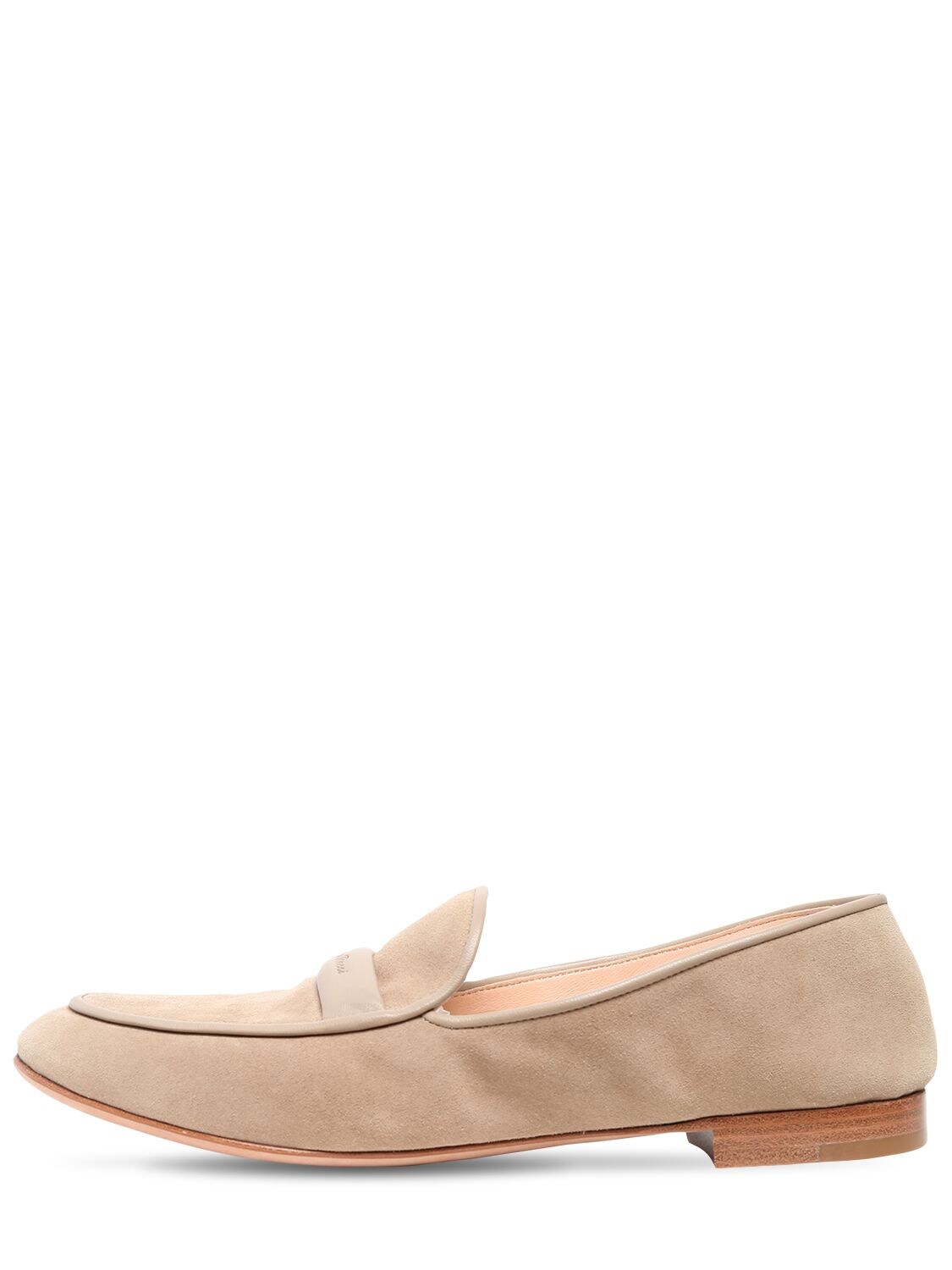 Gianvito Rossi 10mm Maxime Suede Loafers In Beige