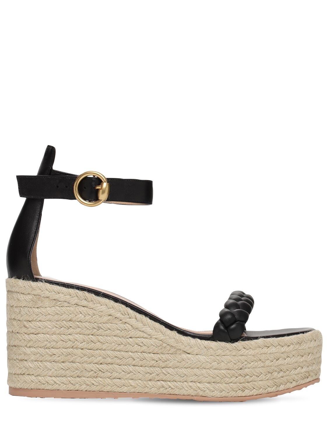 Gianvito Rossi 85mm Leather Espadrille Wedges In Black