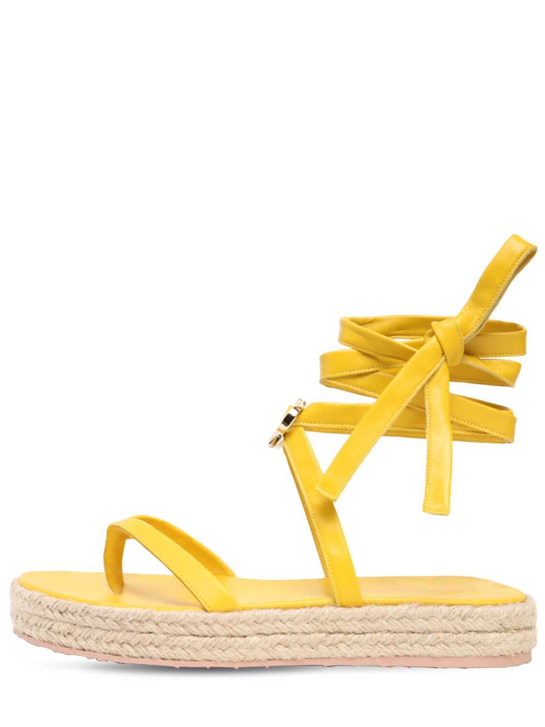 yellow leather espadrilles