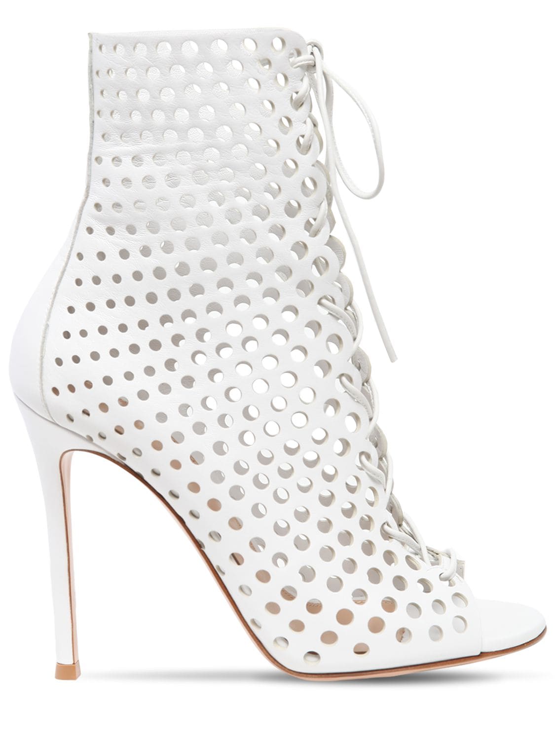 Gianvito Rossi 105mm Leather Lace-up Ankle Boots In White