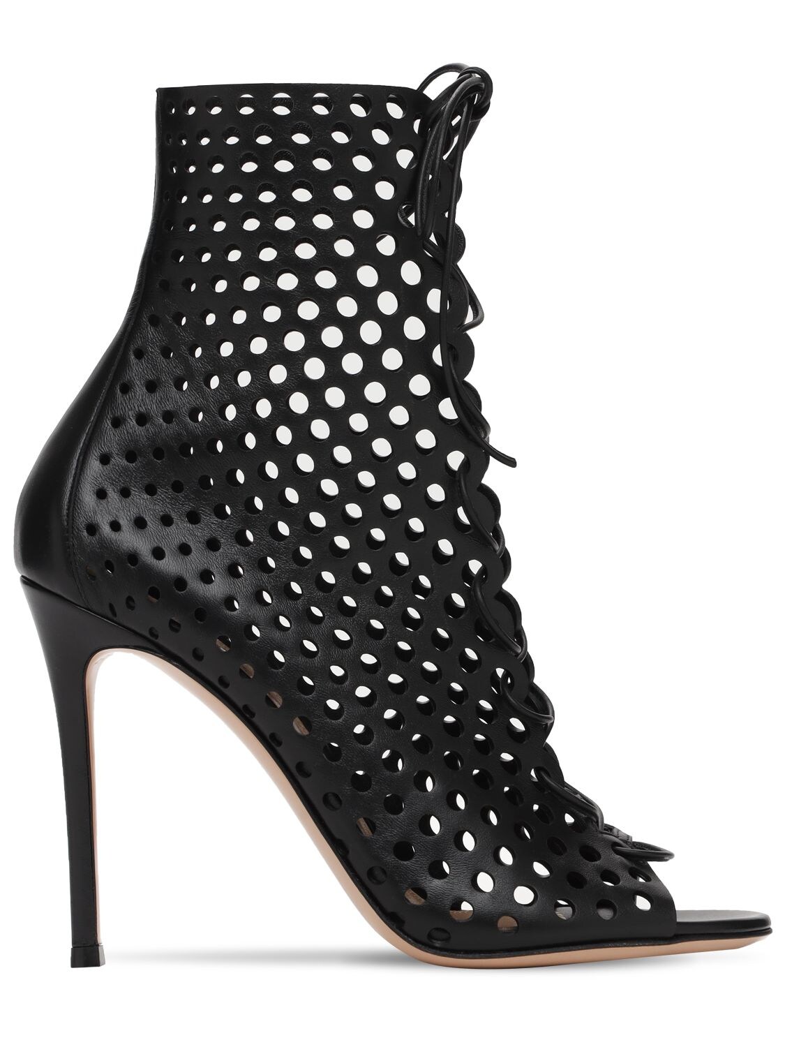 Gianvito Rossi 105mm Leather Lace-up Ankle Boots In Black