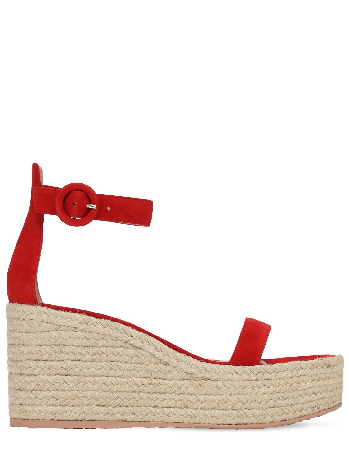 Gianvito Rossi 85mm Suede Espadrille Wedges In Red