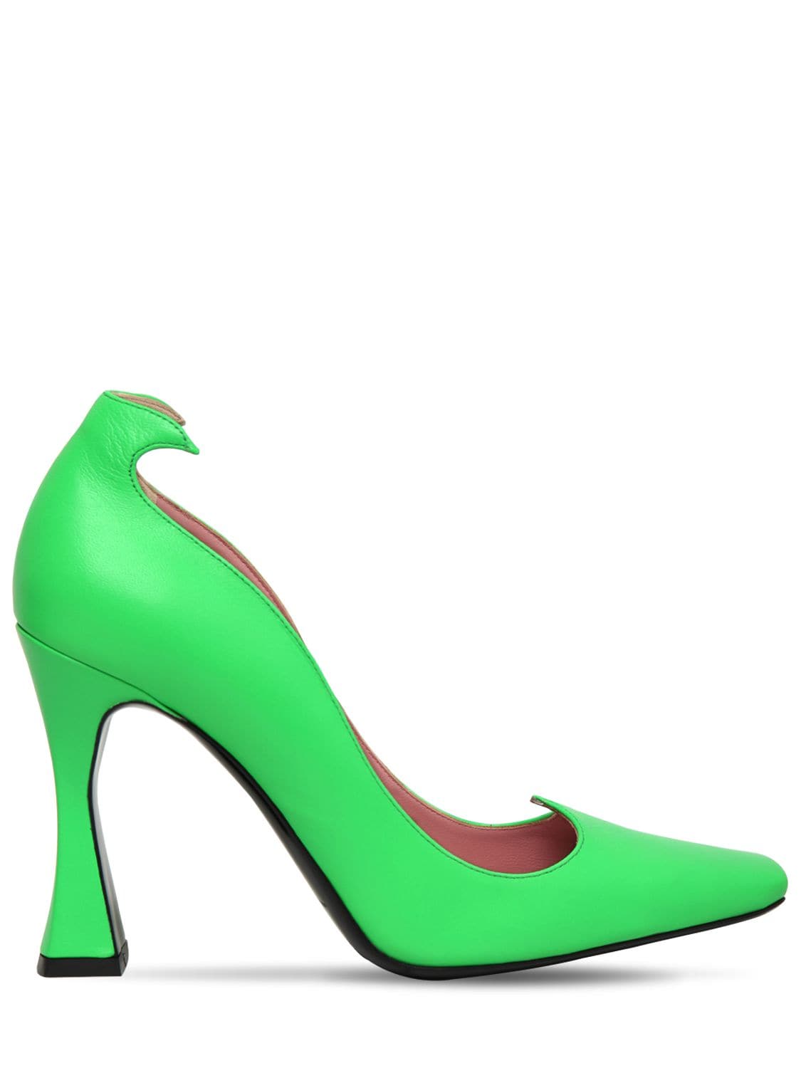 Les Petits Joueurs 100mm Taya Leather Pumps In Green