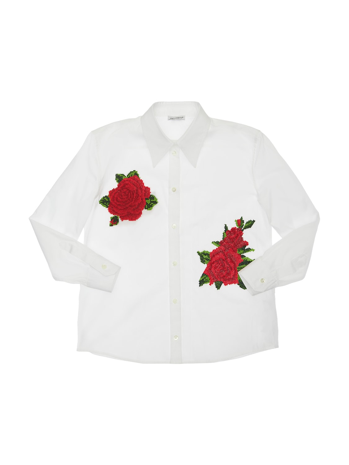 Poplin Shirt W/ Rose Patches