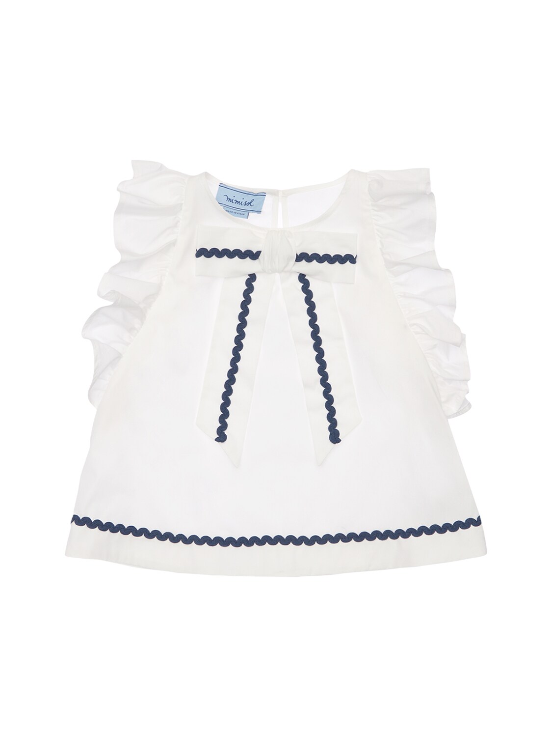 Mimisol Kids' Cotton Poplin Top W/ Bow Appliqué In White