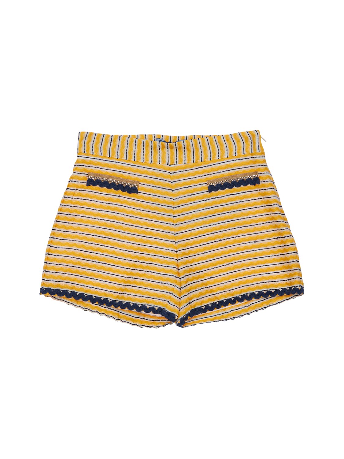 Mimisol Kids' Jacquard Shorts W/ Trim In Yellow