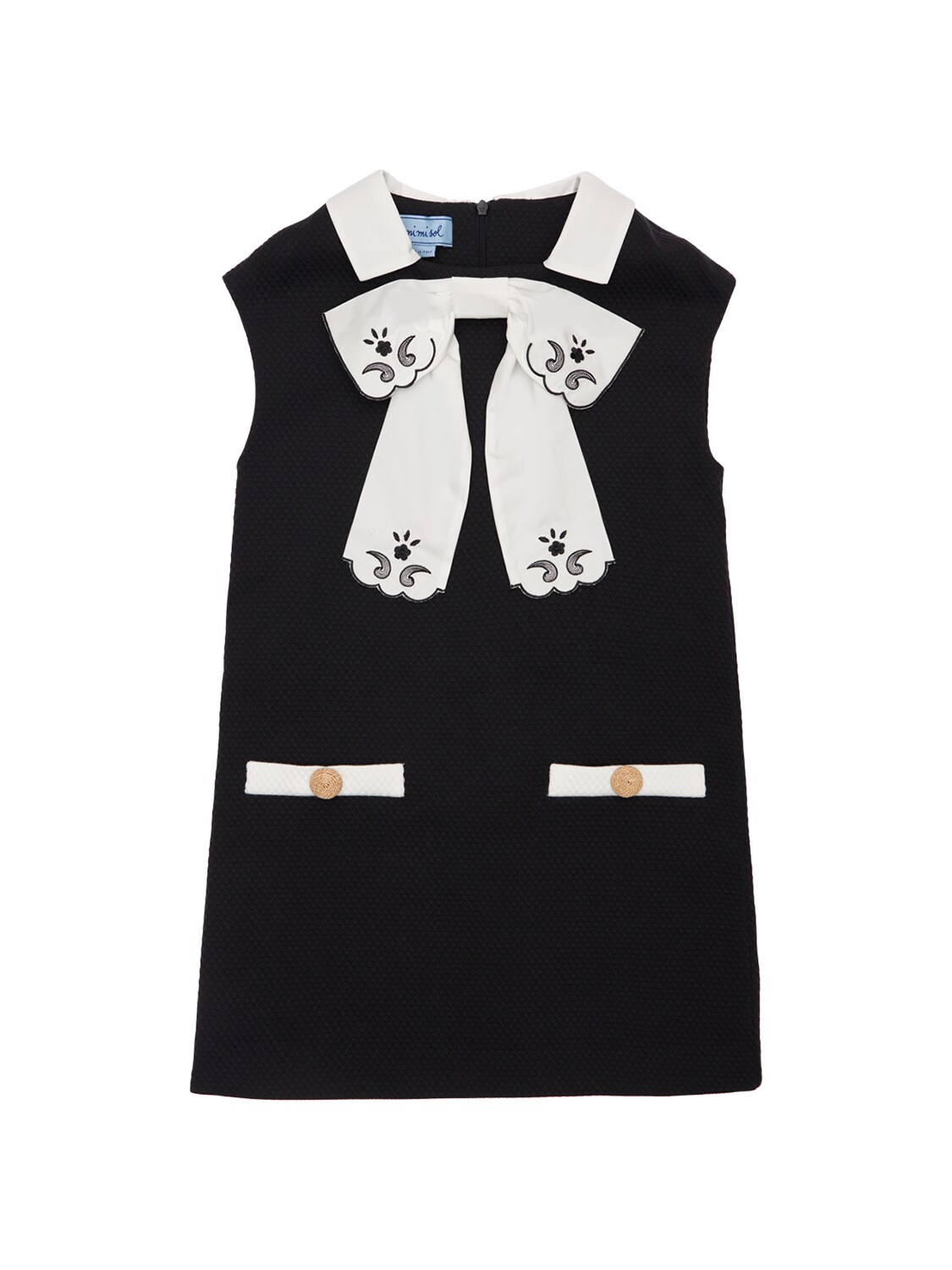 Mimisol Kids' Cotton Piqué Dress W/ Embroidery In Black
