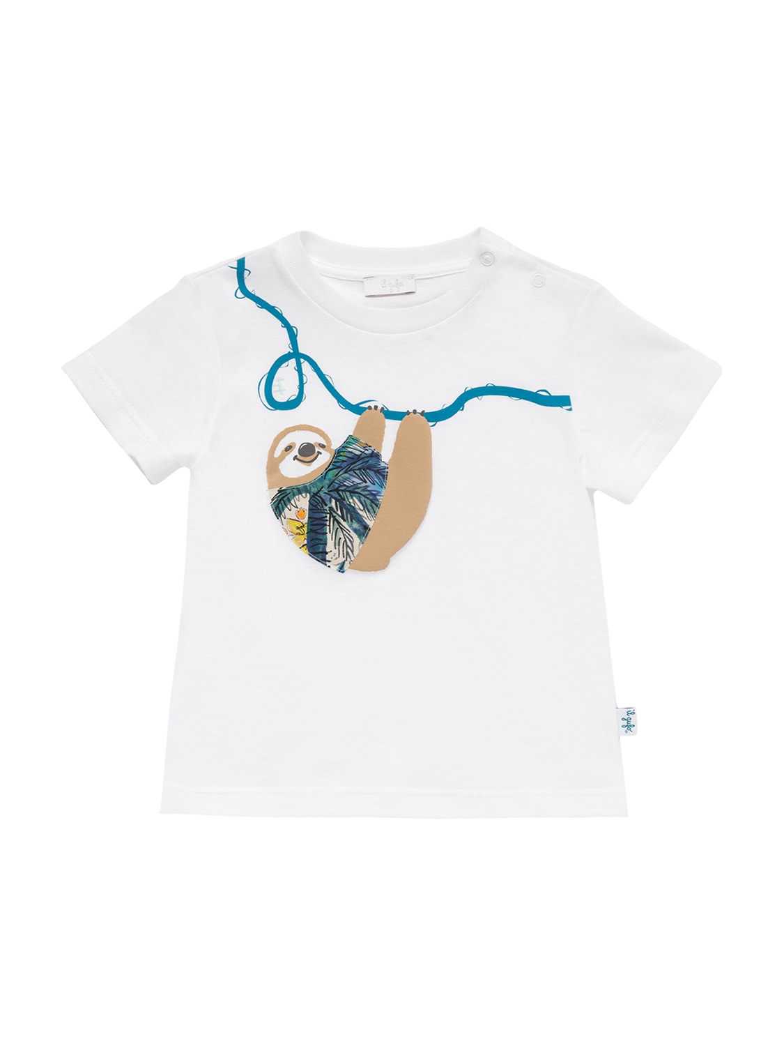 Il Gufo Kids' Sloth Printed Cotton Jersey T-shirt In White