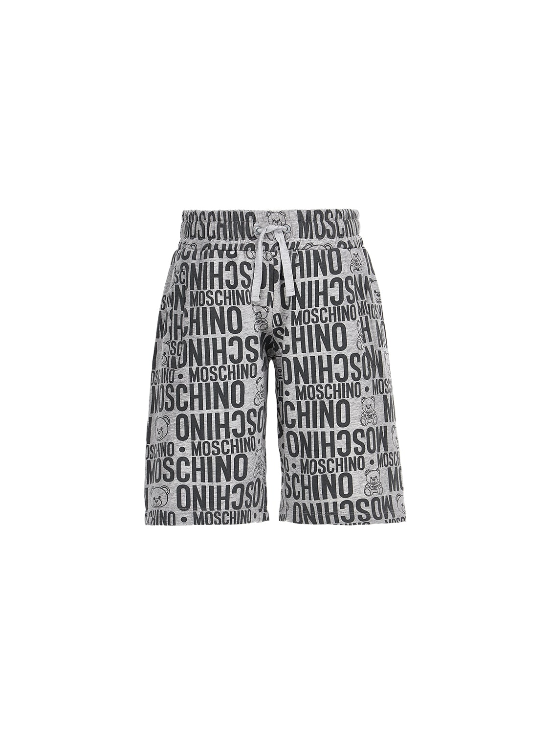 MOSCHINO ALL OVER PRINT COTTON SWEAT SHORTS,73I8ZK003-ODIXNJY1