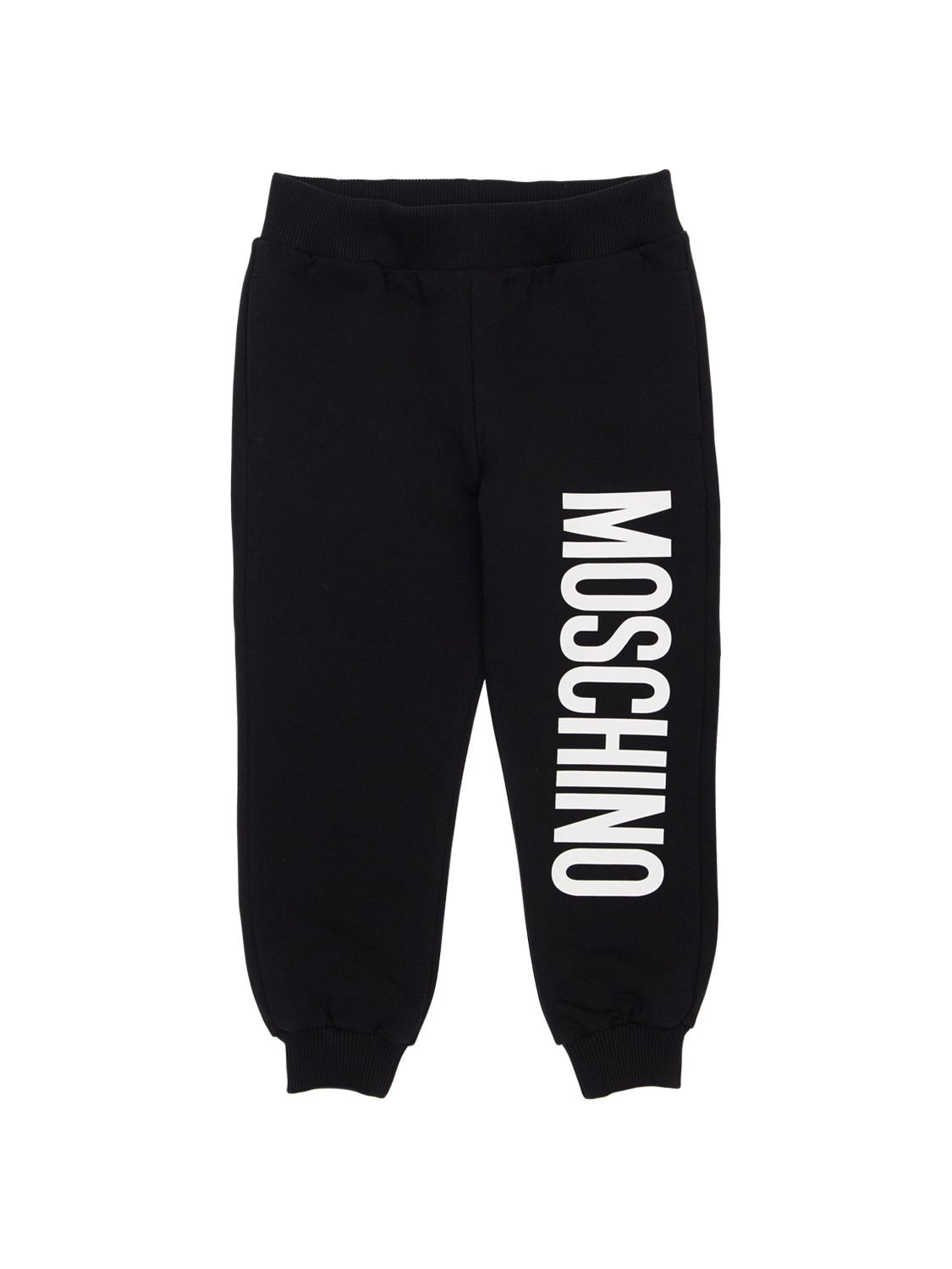 Moschino Kids' Logo Printed Cotton Sweatpants In Black,white