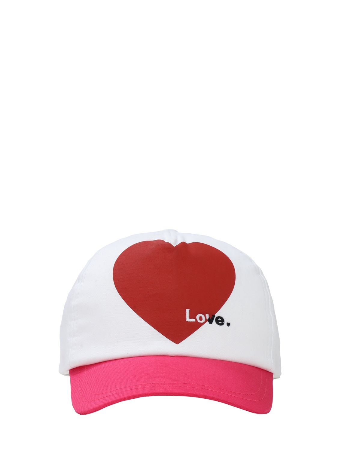 Simonetta Kids' Heart Print Cotton Gabardine Hat In Multicolor