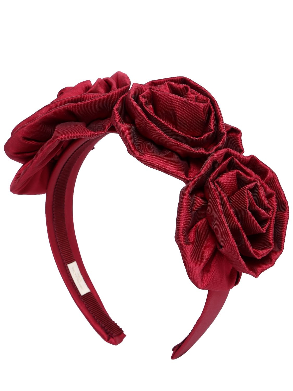 Monnalisa Kids' Headband W/ Roses Appliqué In Red