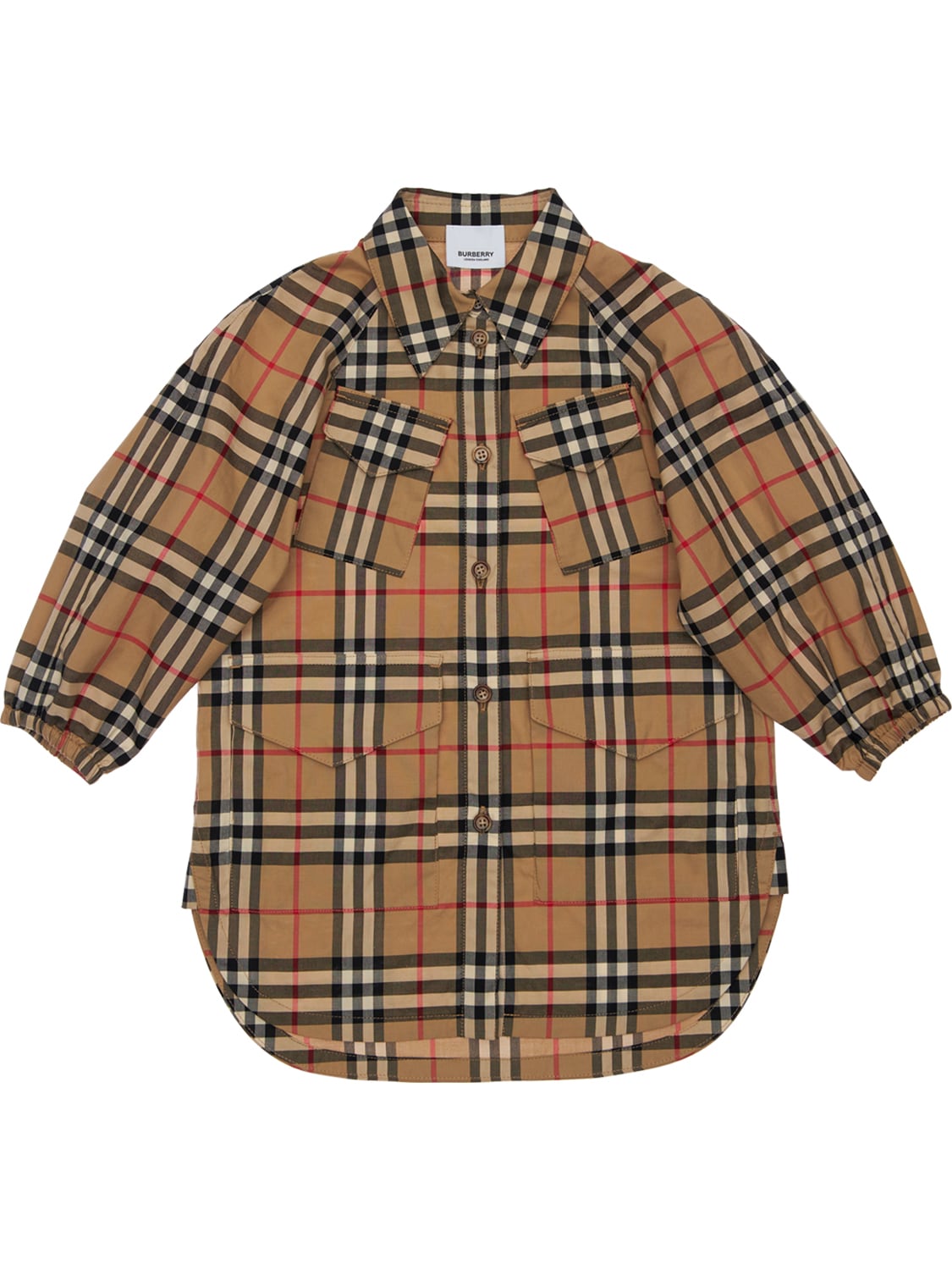BURBERRY CHECK COTTON SHIRT DRESS,73I91L013-QTCWMJG1
