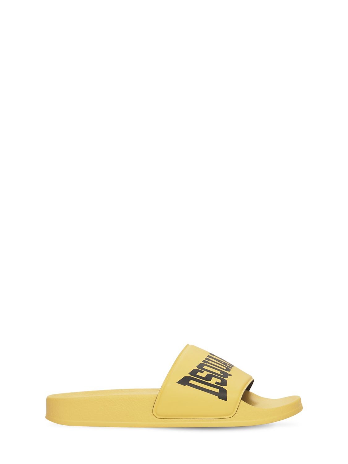 Dsquared2 Kids' Rubber Slide Sandals In Yellow