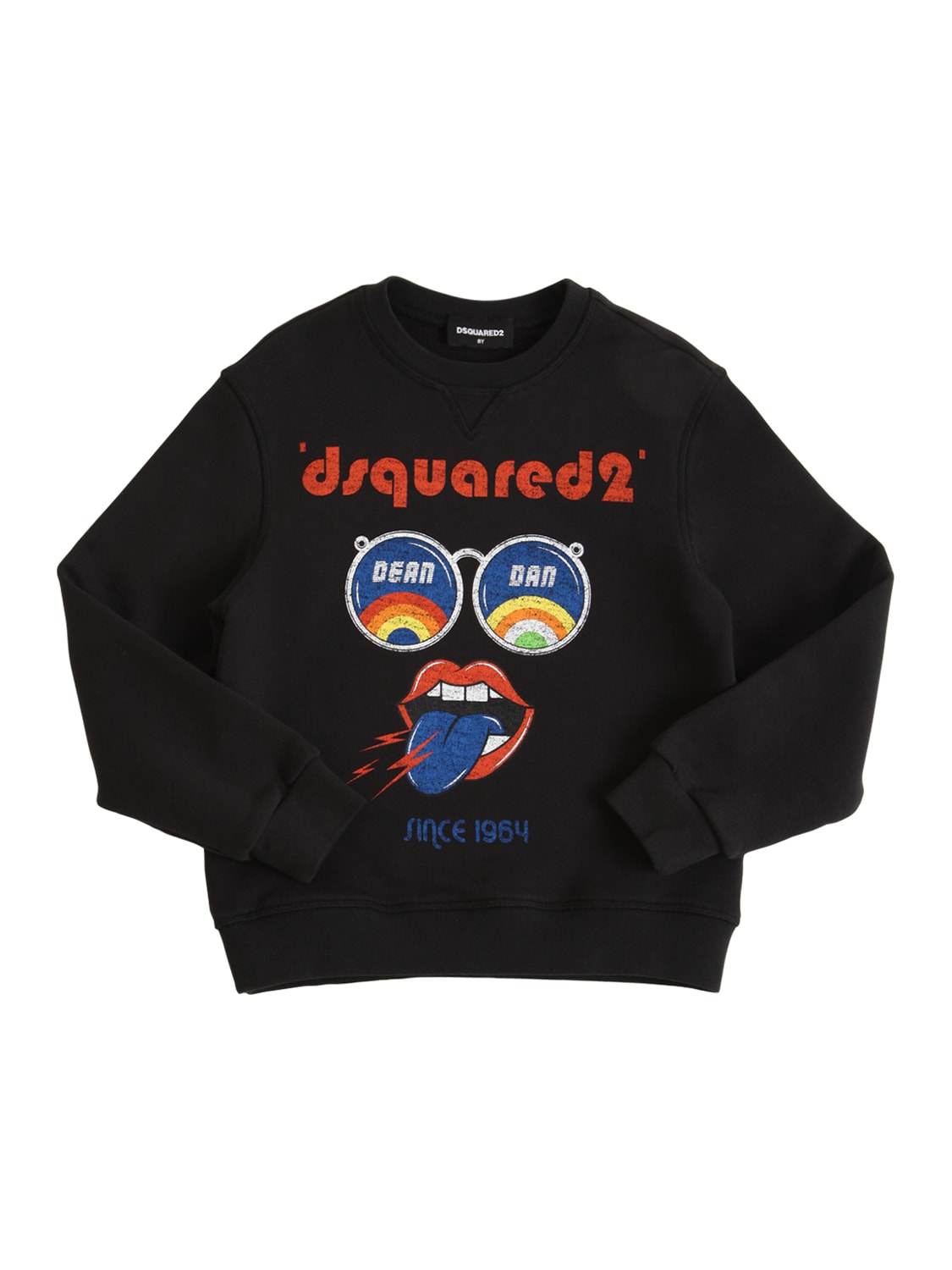 Dsquared2 Kids' Printed Cotton Sweatshirt In Black