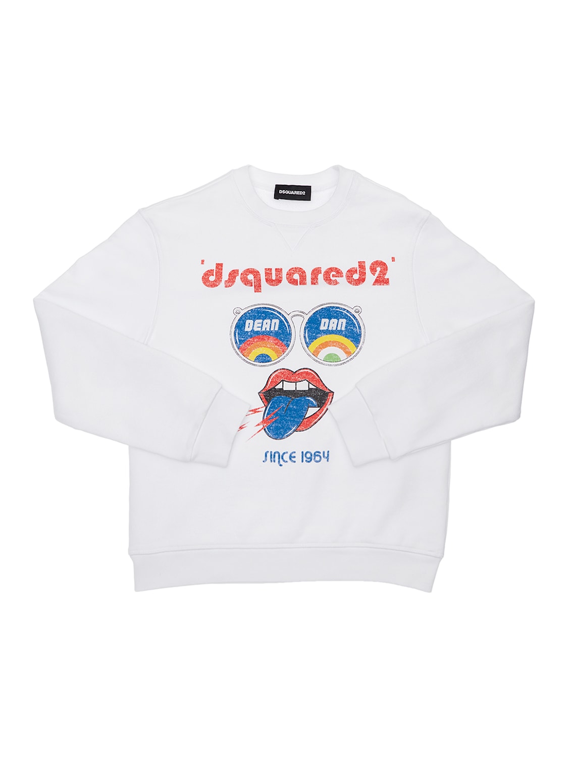 Dsquared2 Kids' Printed Cotton Sweatshirt In White