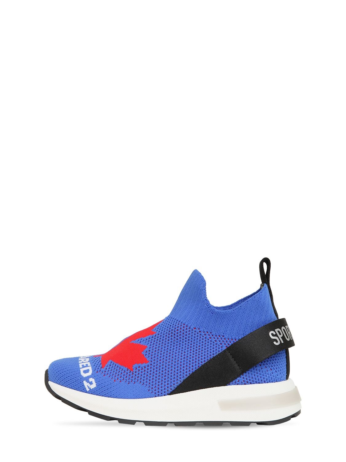 Dsquared2 Kids' Slip-on Knit Sock Sneakers In Blue,red-white