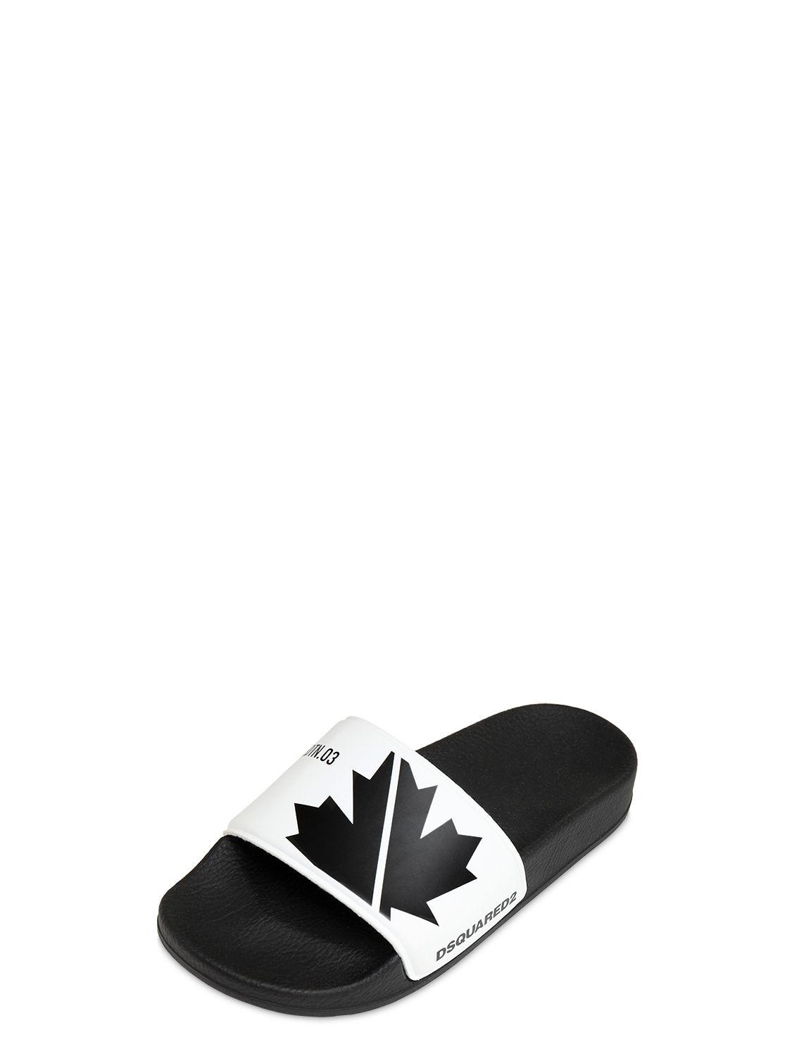 Dsquared2 Kids' Printed Slide Sandals In White,black