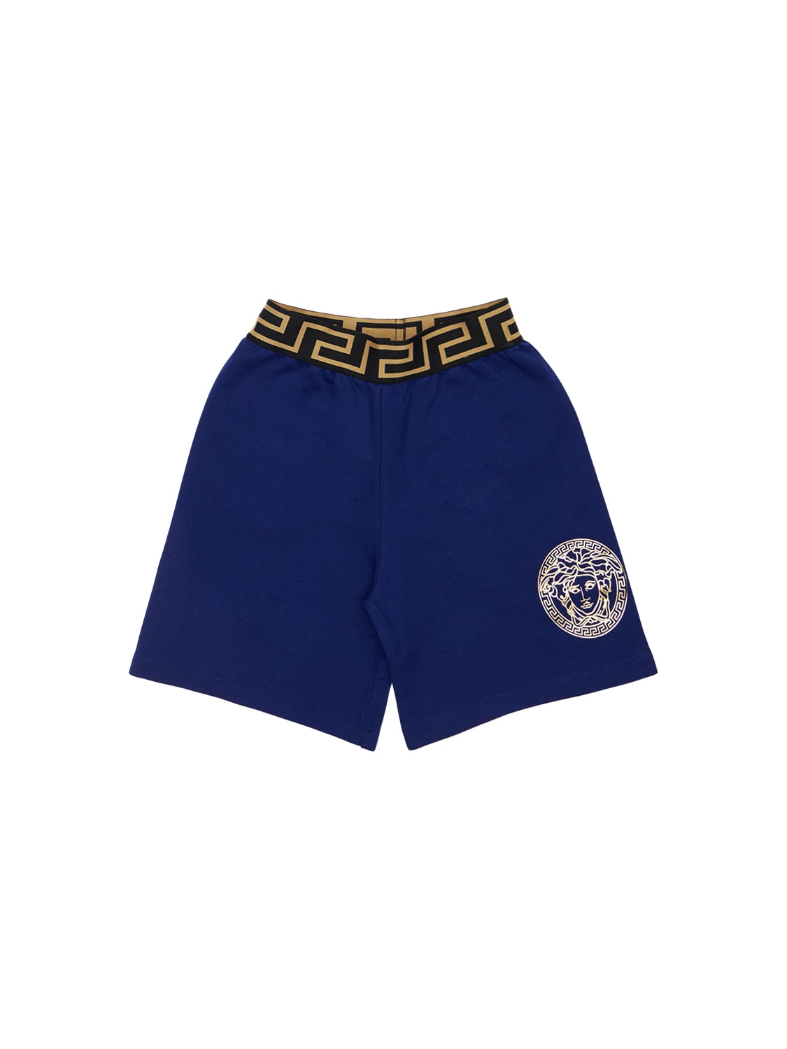 Versace Kids' Cotton Sweat Shorts In Blue