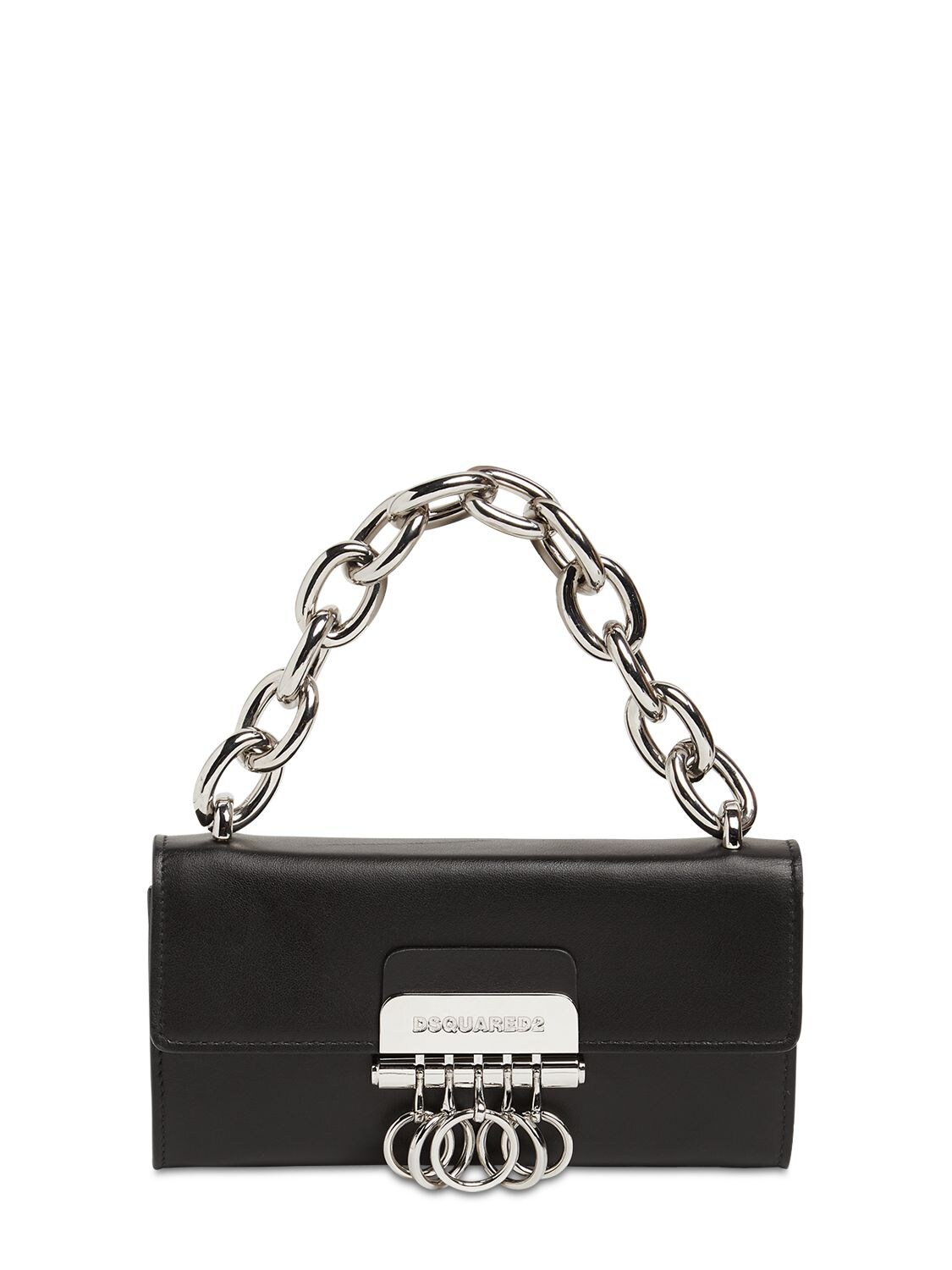 DSQUARED2 LEATHER CLUTCH BAG W/CHAIN,73IA0Y022-TTGWMG2