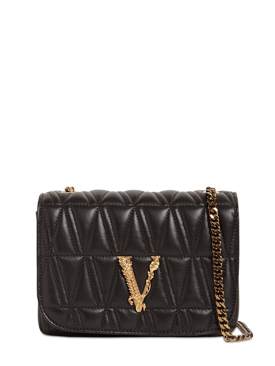 VERSACE QUILTED LEATHER SHOULDER BAG,73IA87005-RE5NT1Y1