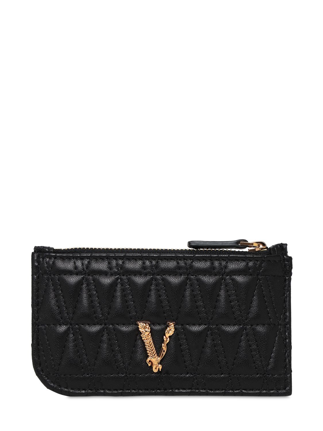 Versace - Quilted leather card holder - Black | Luisaviaroma