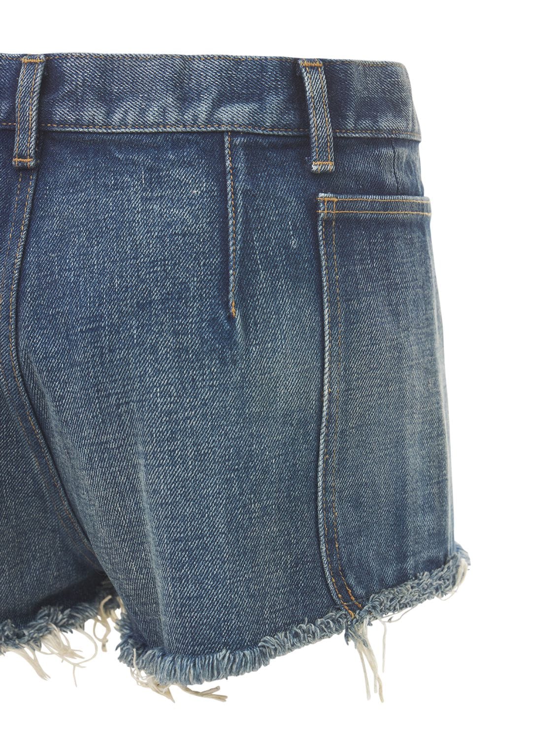 Shop Saint Laurent Cotton Denim Mini Shorts