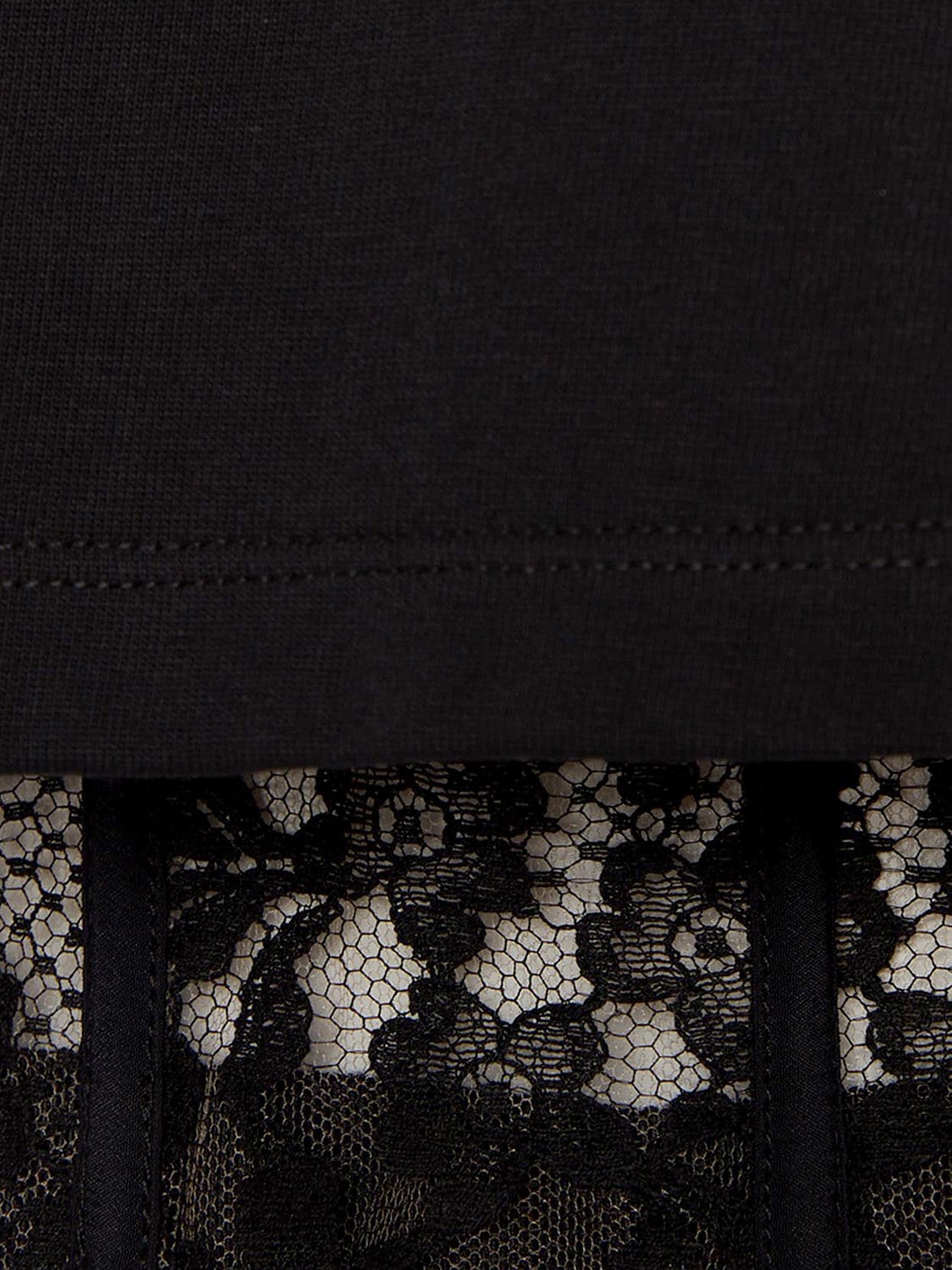 Shop Alexander Mcqueen Cotton Jersey T-shirt W/ Lace Details In Black