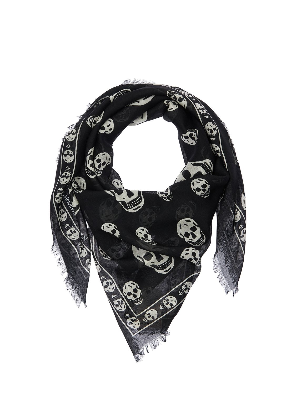 Luisaviaroma Men Accessories Scarves Skull Printed Silk Twill Scarf 