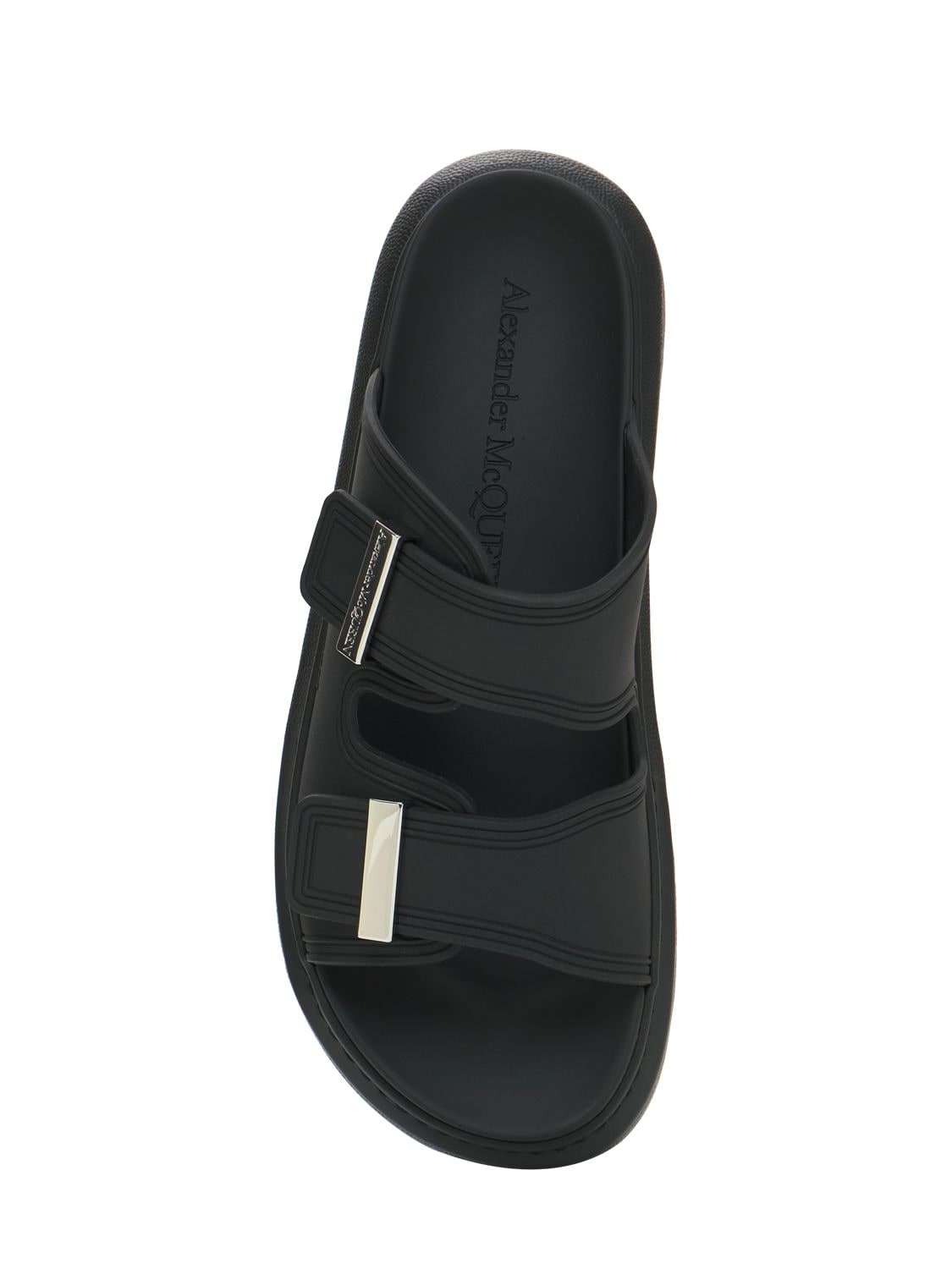 Shop Alexander Mcqueen 50mm Rubber Slide Sandals In Black