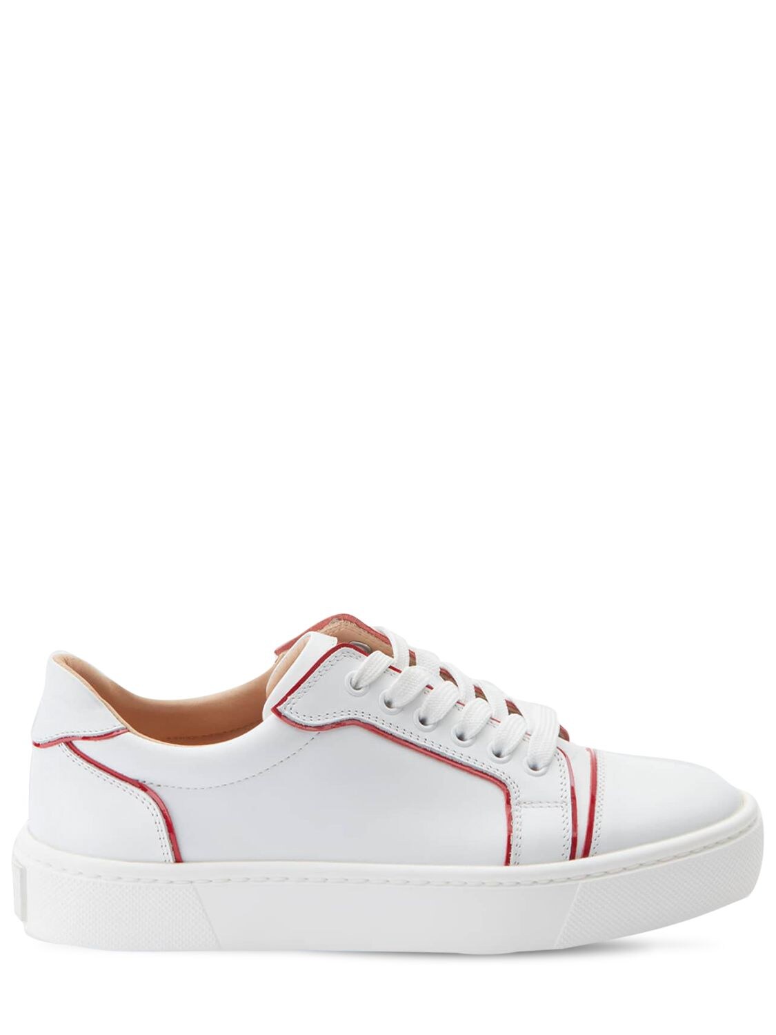 Christian Louboutin Vieirissima Two-tone Leather Sneakers In White/ Red ...