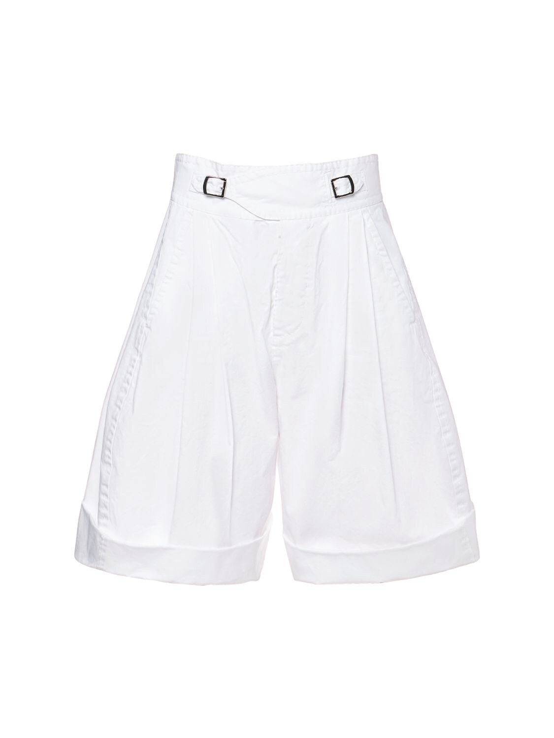 Dsquared2 Monkstrap Cotton Twill Bermuda Shorts In White