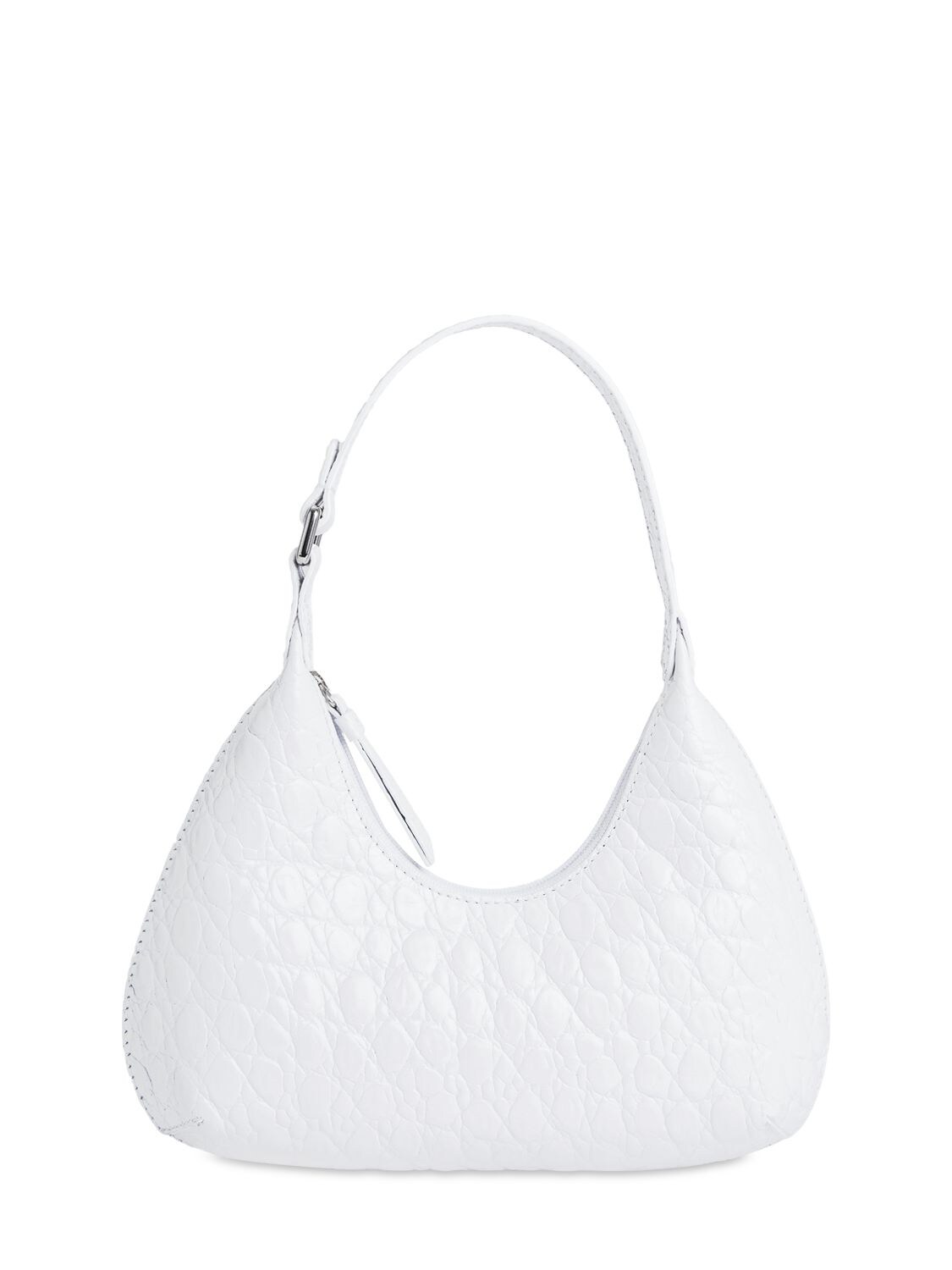 By Far Baby Amber Croc Embossed Leather Bag In Pure White