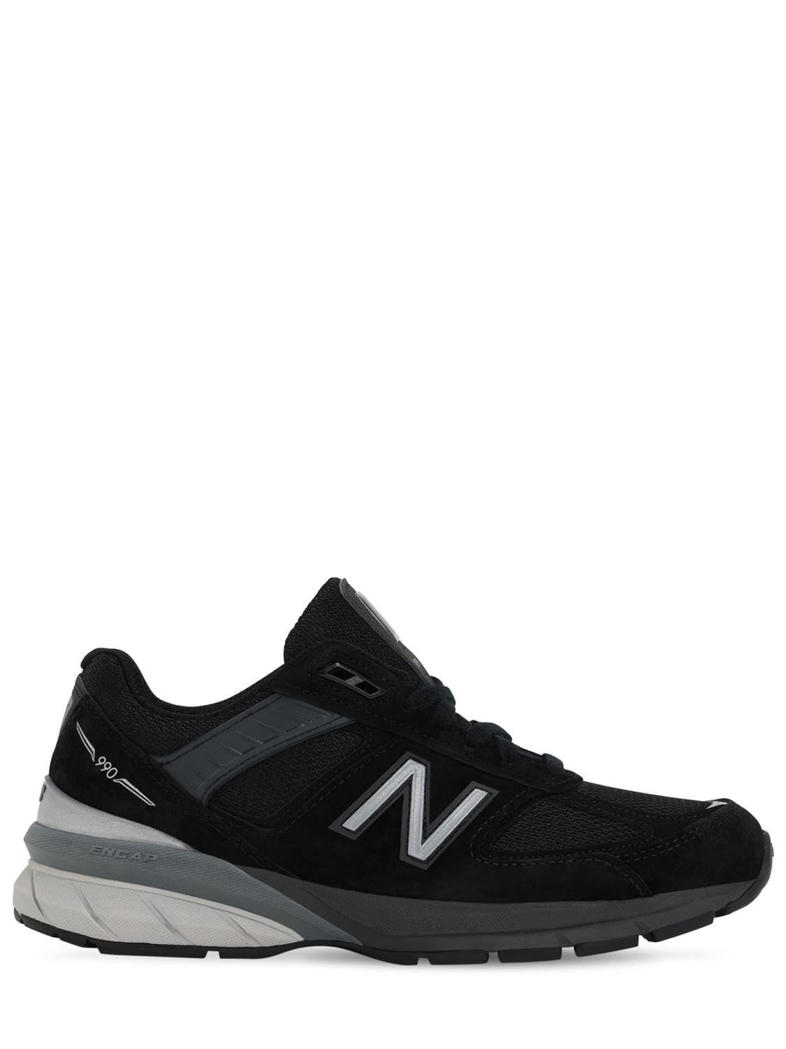 New Balance 990 V5 Suede & Mesh Sneakers In Black