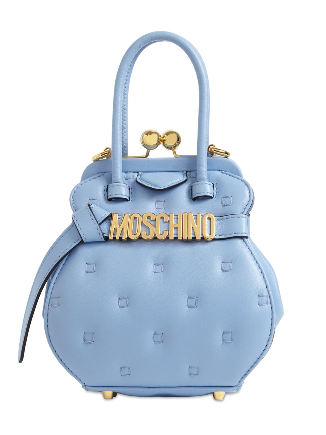MOSCHINO LETTERING QUILTED LEATHER SHOULDER BAG,73IANQ003-QTEYNJY1