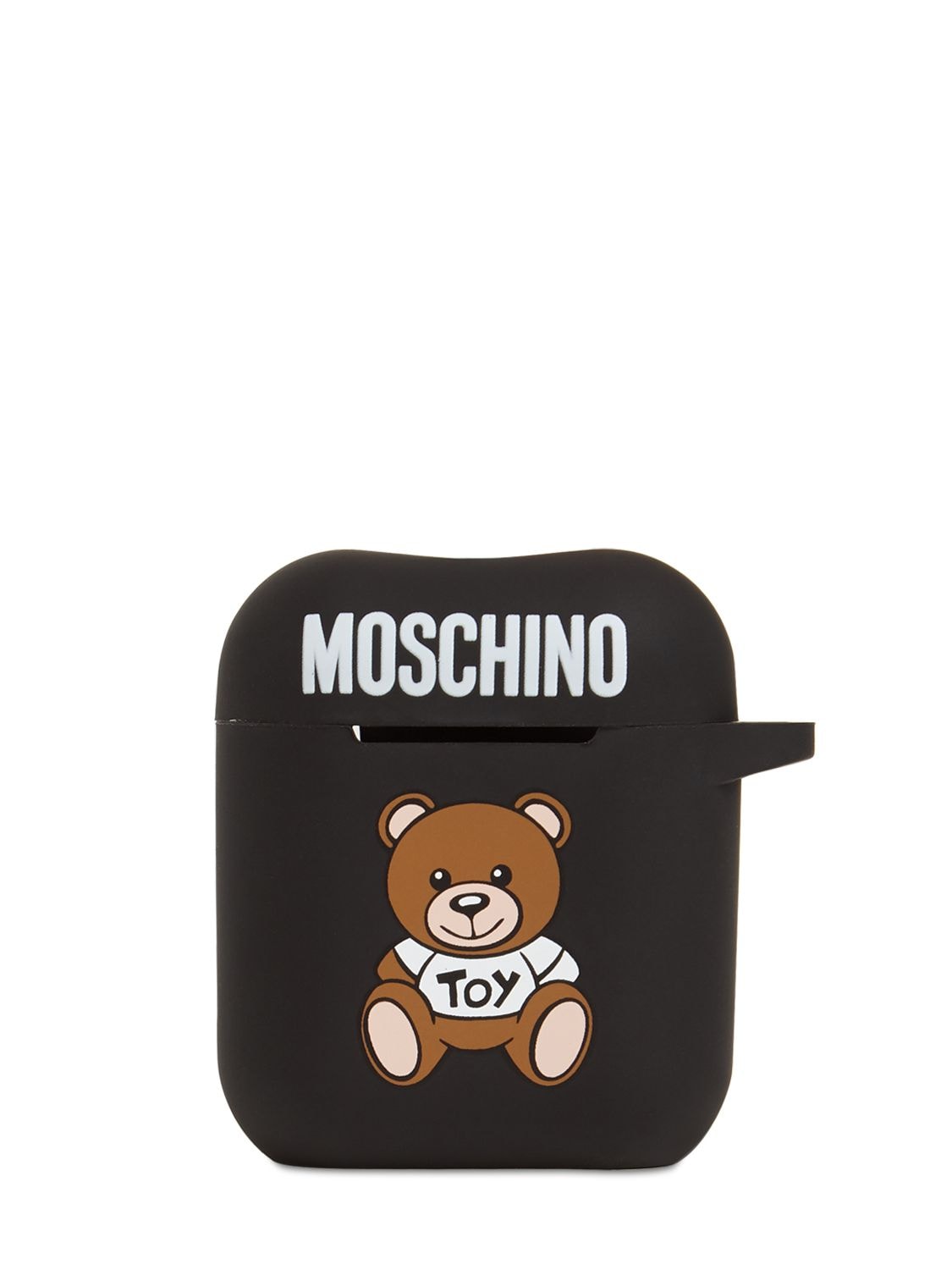 Moschino Teddy Motif Logo-print Airpods Case In Black | ModeSens